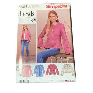 Simplicity 8604 Threads Pattern For Womens Jackets Sizes 10-18 Uncut